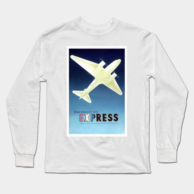 Blue Danube Air Express Vintage Poster 1936 Long Sleeve T-Shirt by vintagetreasure